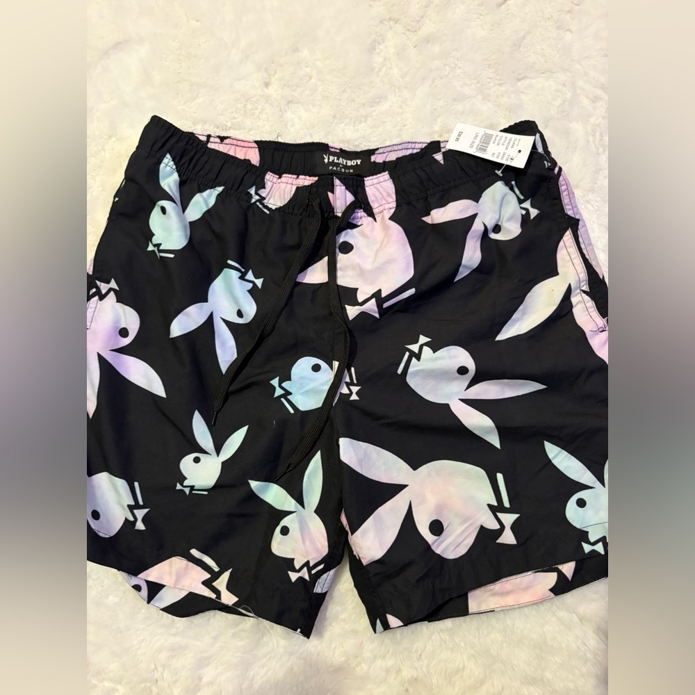 Playboy Black and Pink Bunny Print Shorts